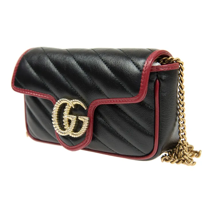 GUCCI Marmont Sheepskin Shoulder Bag Crossbody Bag Extra Mini Women's Black/Red-1