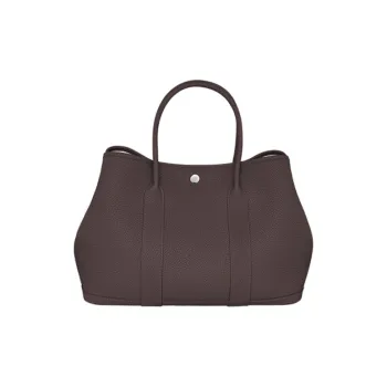 HERMES Garden Party Cow Leather Garden Handbag Unisex Ebony