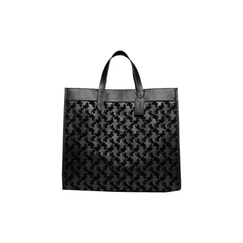 COACH Canvas With Leather Suede Tote Bag Shopping Bag Handbag Large Size Men's Black & Yellow