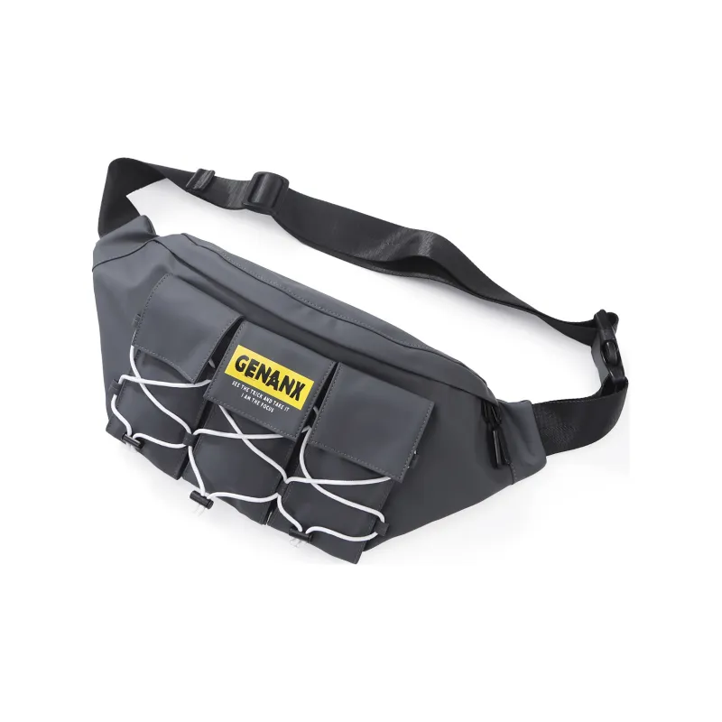 GENANX Polyester One Shoulder Crossbody Fanny Pack Regular Unisex Black/Dark Gray-1
