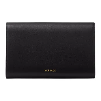 VERSACE La Medusa Leather Clutches Wallets Shoulder Bag Crossbody Bag Women's Black