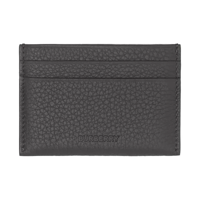 Burberry Leather Card Clip Money Clip Card Holder Men's Black-0