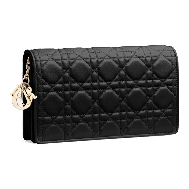 DIOR Lambskin Clutch, Shoulder Bag, Crossbody Bag Small Size Women's Black-1