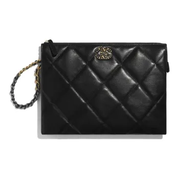 CHANEL 19Bag Goatskin Clutch Women's Black