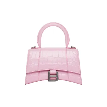 Balenciaga Cow Leather Hourglass Bag Shoulder Bag Crossbody Bag Handbag Mini Women's Pink