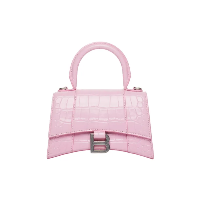 Balenciaga Cow Leather Hourglass Bag Shoulder Bag Crossbody Bag Handbag Mini Women's Pink-0