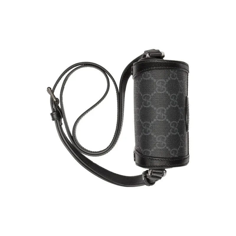 GUCCI GG Retro Series Canvas Patchwork Leather Shoulder Bag, Crossbody Bag, Cell Phone Pouch Mini Men's Black-4