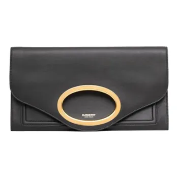 Burberry Leather Clutch Small Size Unisex Black