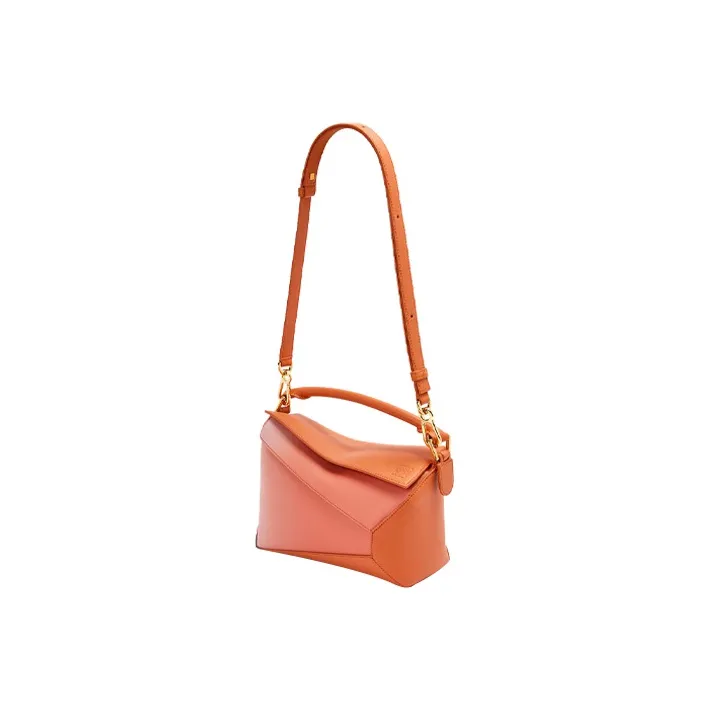 LOEWE Nappa Calfskin Handbag Shoulder Bag Small Size Women's Coral Red/Light Pink-4