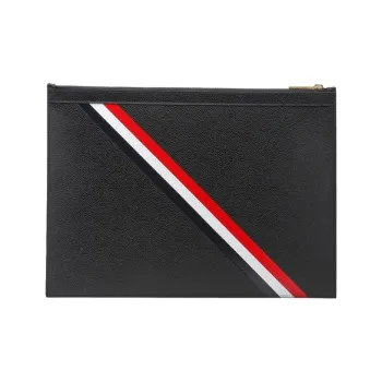 THOM BROWNE· Leather Coin Purse Clutch Medium Size Men's Black