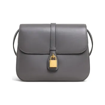 CELINE Tabou Smooth Cow Leather Shoulder Bag Crossbody Bag Medium Size Women's Smoke Black