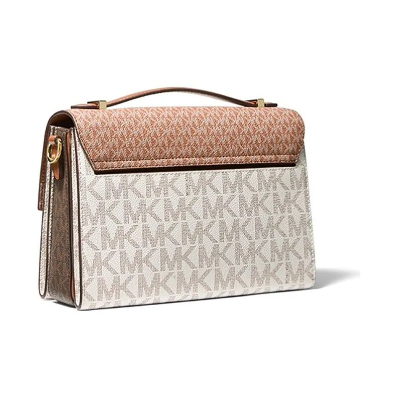 MICHAEL KORS Hendri Canvas Messenger Bag Handbag Crossbody Bag Medium Size Women's Brown-1