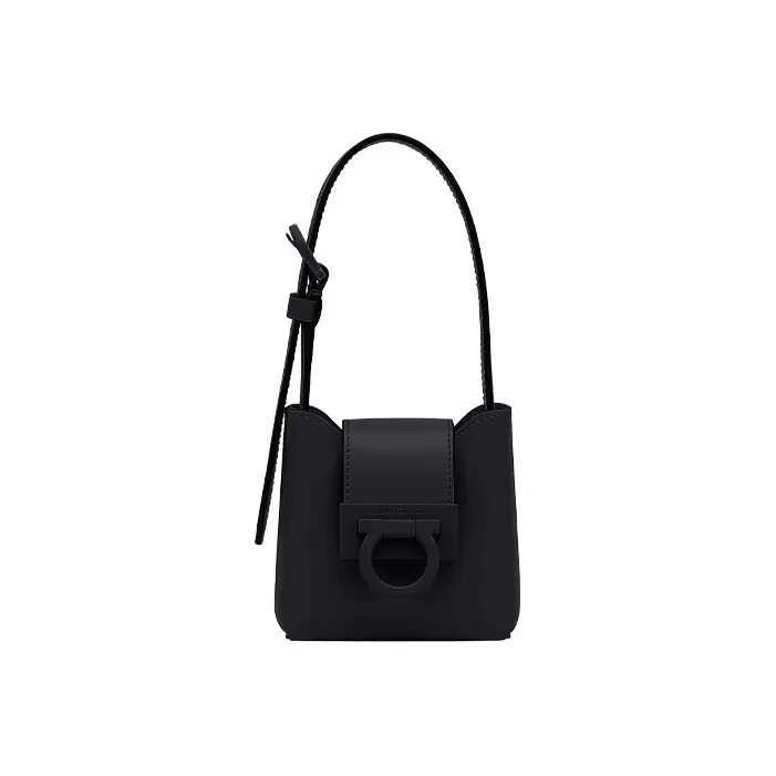 FERRAGAMO Trifolio Cow Leather Crossbody Bag, Shoulder Bag Mini Women's Black-0