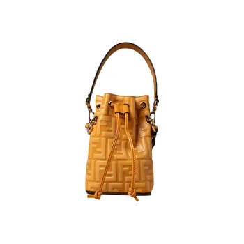 FENDI Mon Tresor Calfskin Bucket Bag, Shoulder Bag, Crossbody Bag, Handbag Mini Women's Orange Yellow