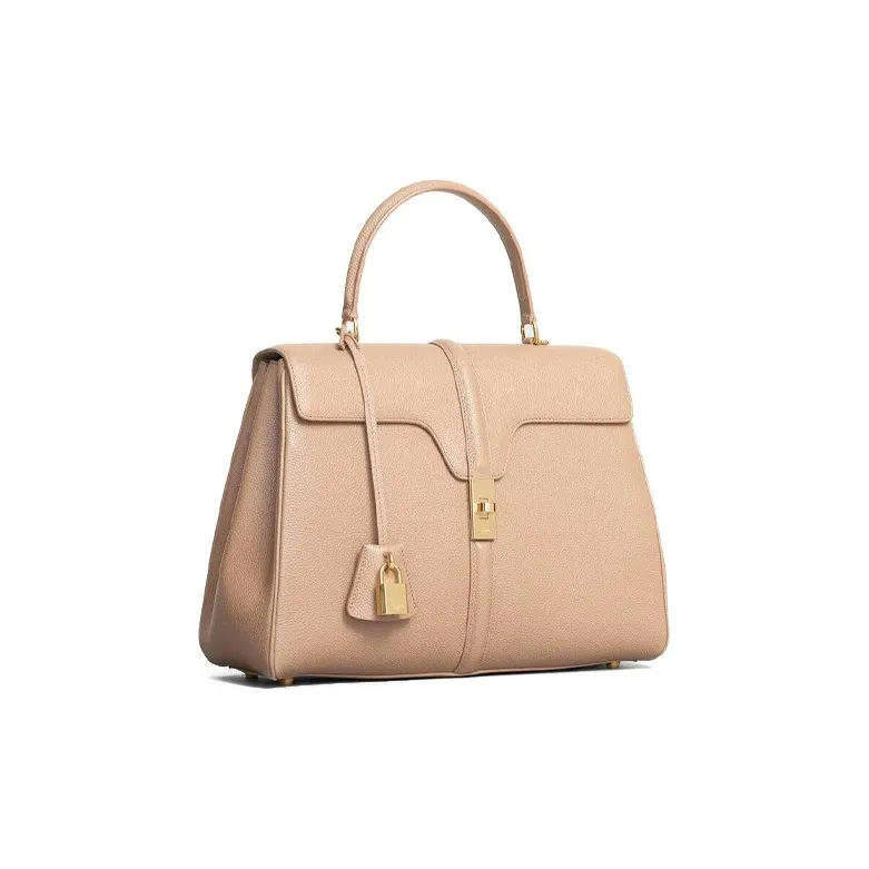CELINE 16 Cow Leather Handbag Women's Beige-1