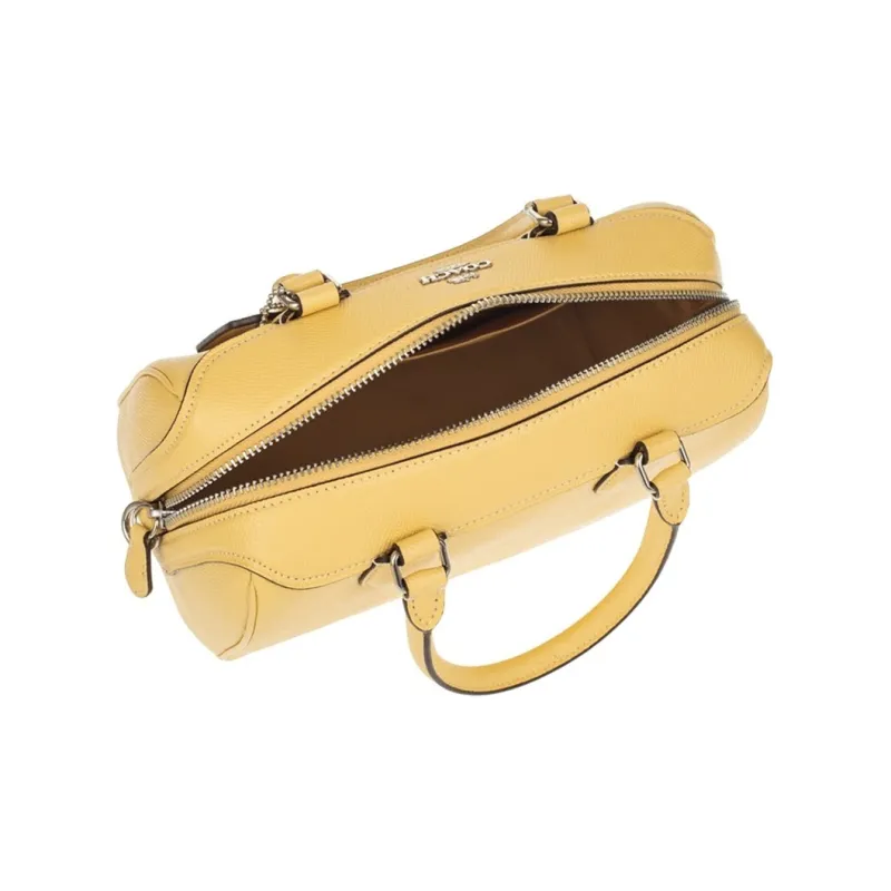 COACH Bennett Cow Leather Boston Bag Portable Crossbody Bag Crossbody Bag Medium Size Women's Lemon Yellow-4