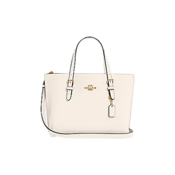 COACH Mollie Leather Tote Bag Shopping Bag Portable Crossbody Bag Shoulder Bag Medium Size Women's Chalk White