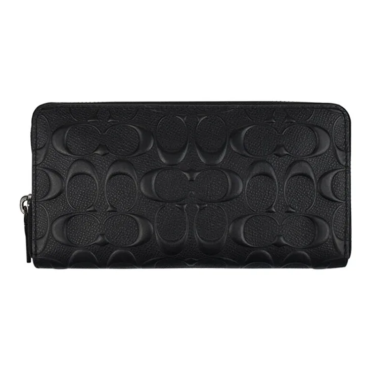 COACH Accordion Wallet Cross Grain Leather Wallet Men's Black-0