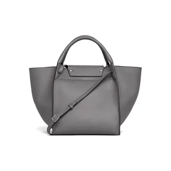 CELINE Smooth Calf Leather Tote Bag Shopping Bag Handbag Shoulder Bag Crossbody Bag Medium Size Women's Gray