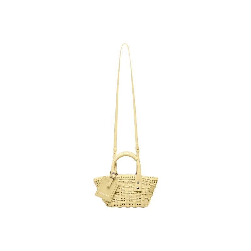 Balenciaga BISTRO Cotton Basket Bag Crossbody Bag Shoulder Bag Women's Light Yellow-4