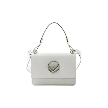FENDI Kan I Leather Shoulder Bag Crossbody Bag Handbag Women's White
