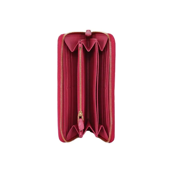 PRADA Cow Leather Clutches Wallets Women's Rose Red-3