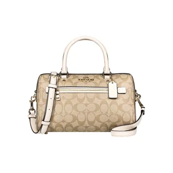 COACH Rowan PVC Boston Bag, Handbag, Shoulder Bag, Crossbody Bag Tubas Women's Light Khaki
