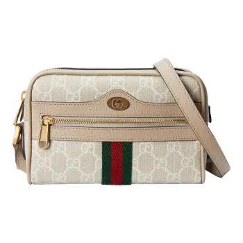 GUCCI Ophidia Canvas With Leather Camera Bag, Shoulder Bag, Crossbody Bag Mini Women's Beige/White