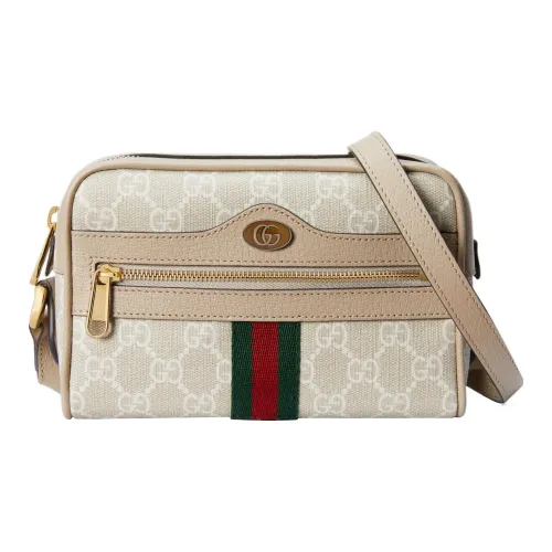GUCCI Ophidia Canvas With Leather Camera Bag, Shoulder Bag, Crossbody Bag Mini Women's Beige/White