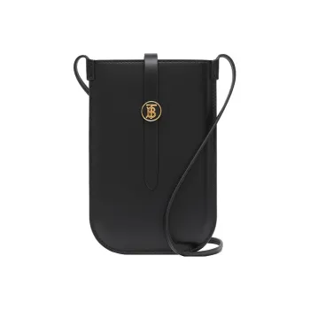 Burberry Leather Cell Phone Pouch Shoulder Bag Crossbody Bag Unisex Black