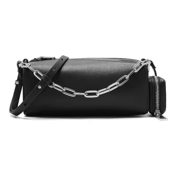 JESSIE&JANE Cow Leather Combo Bag Street Bag Earphone Case Coin Purse Shoulder Bag Medium Size Women's Black/White/Blue