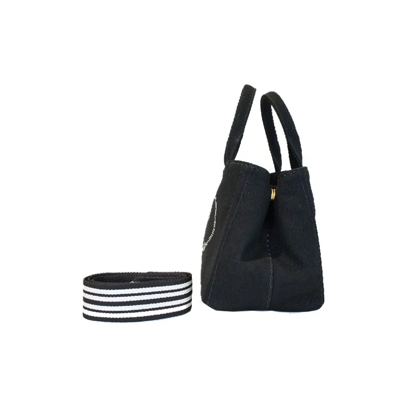 PRADA Canvas Print Canvas Bag Shoulder Bags Women's Black-1