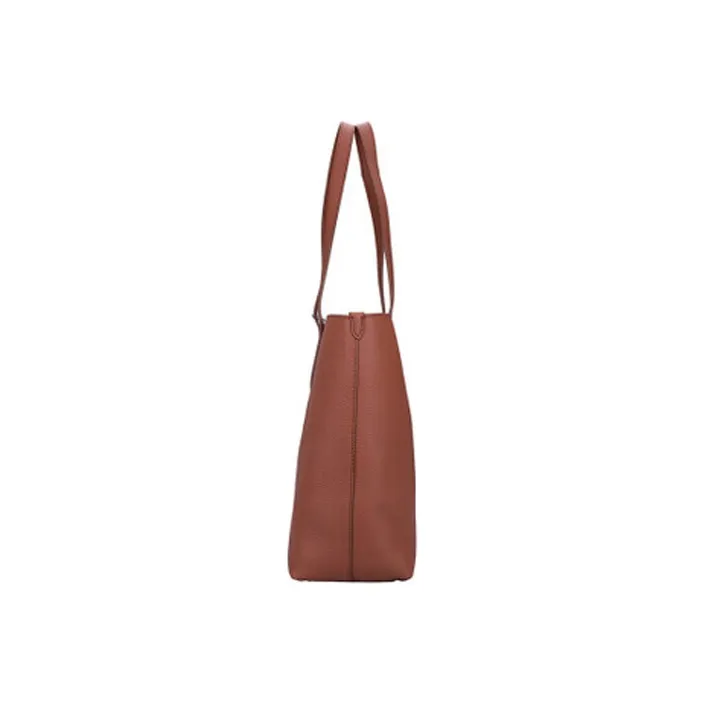 Burberry Embossed Leather Tote Bag Shopping Bag Handbag Shoulder Bag Women's Umber-3