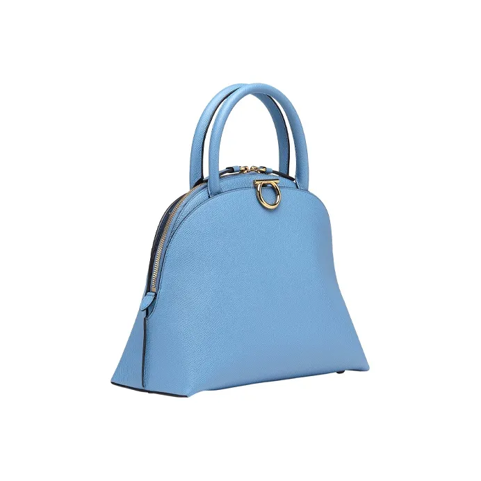 FERRAGAMO Cow Leather Handbag Women's Light Blue-1