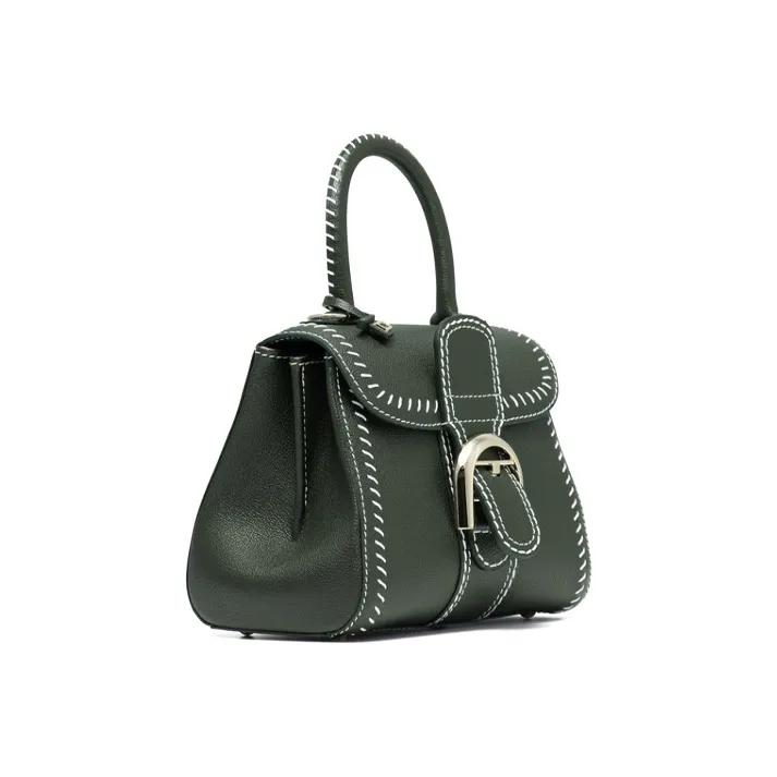 Delvau Brillant Textured Calfskin Handbag Shoulder Bag Crossbody Bag Mini Women's British Green-1