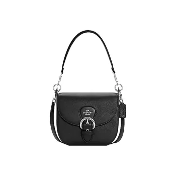 COACH Leather Saddle Bag Shoulder Bag Crossbody Bag Handbag Medium Size Women's Black