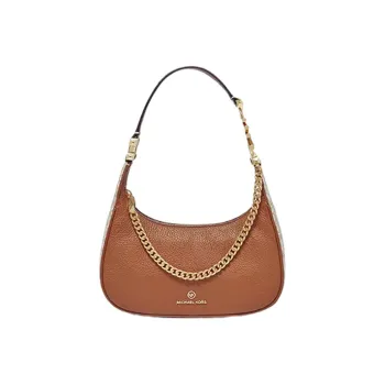 MICHAEL KORS Piper Leather Shoulder Bag Small Size Women's Acorn Brown/Vanilla White