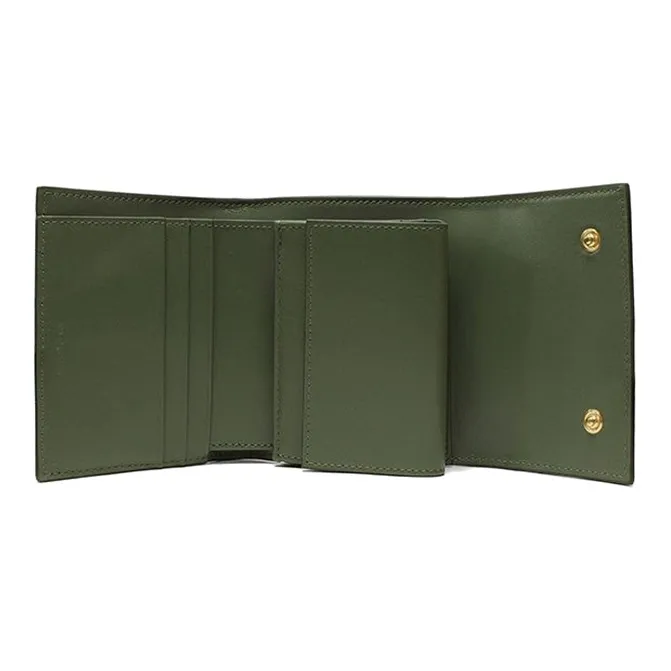 CELINE Essentials Series Grain Cow Leather Wallet Trumpets Women's Vintage Green-3