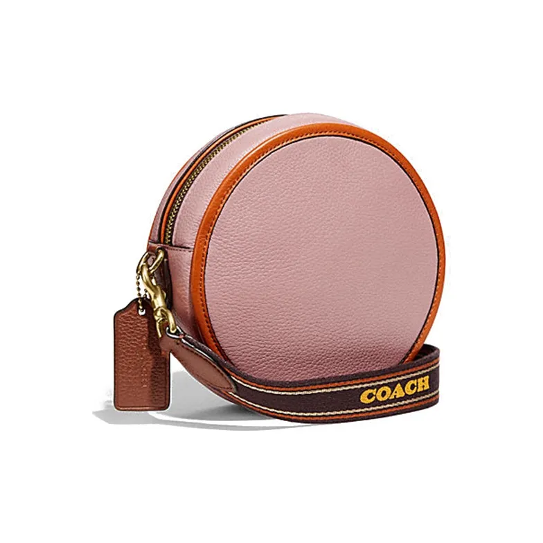 COACH Kia Cow Leather Small Round Crossbody Bag Small Size Women's Pink Orange Multicolor-1