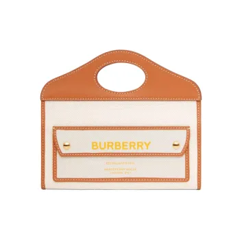 Burberry Canvas With Leather Clutch Mini Women's Deep Amber