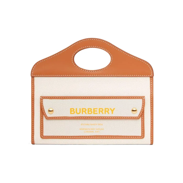 Burberry Canvas With Leather Clutch Mini Women's Deep Amber-0