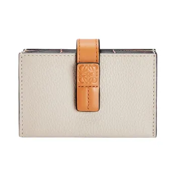 LOEWE Cow Leather Accordion Pleat Card Bag Women's Light Oat/Honey Brown