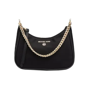 MICHAEL KORS Jet Set Charm Leather Trim Shoulder Bag Handbag Small Size Women's Black