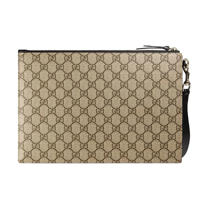 GUCCI Canvas With Leather Clutch Men's Ebony/Black-4