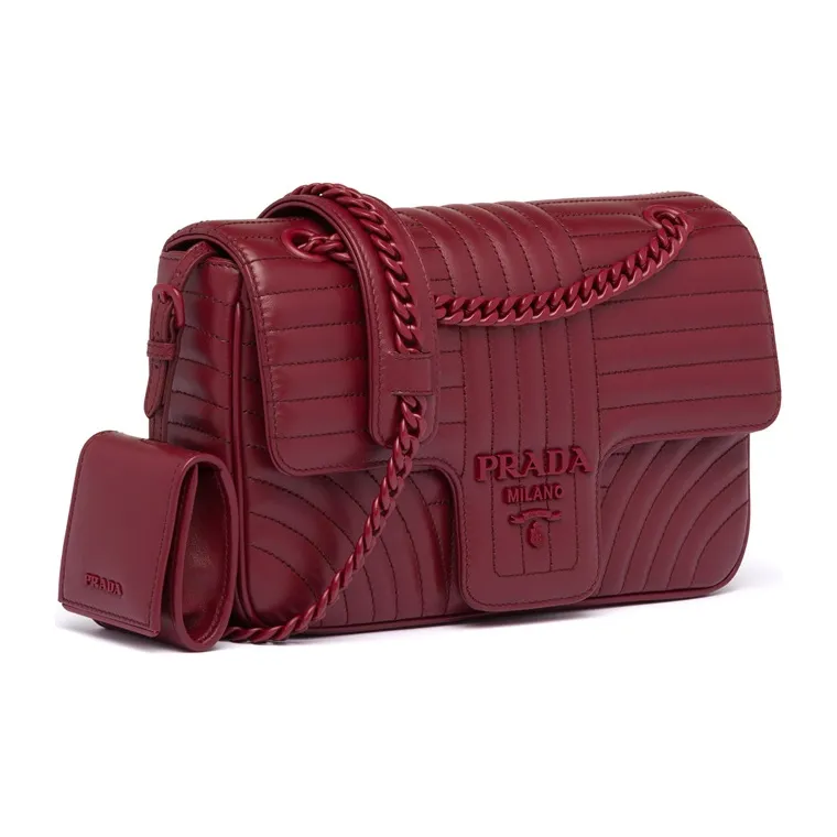 PRADA PRADA Luggage Collection Cow Leather Crossbody Bags Shoulder Bags Women's Cherry Color-1