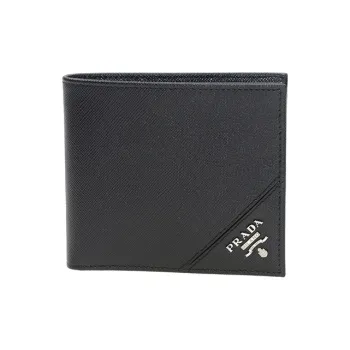 PRADA Genuine Leather Wallet Men's Black
