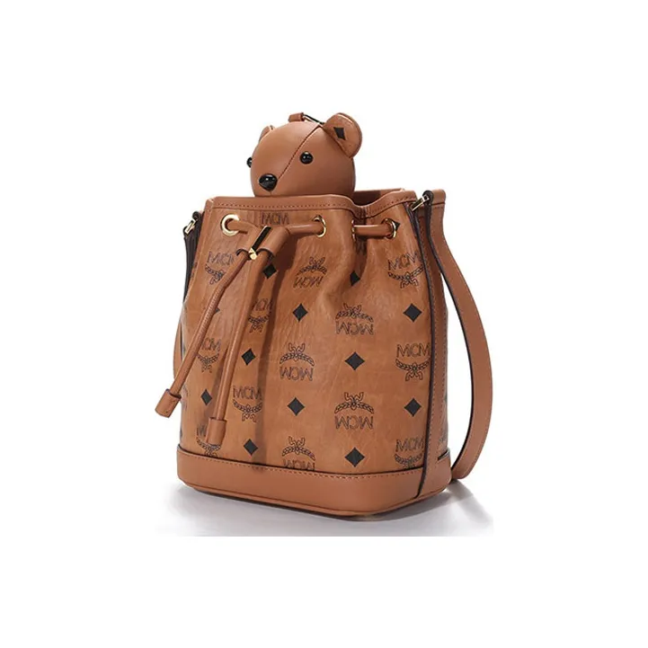 MCM Coated Canvas Bucket Bags Crossbody Bag Shoulder Bag Regular Women's Brown Cognac-1