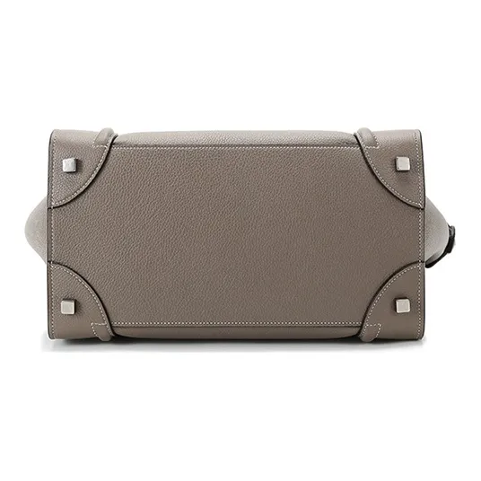 CELINE Luggage Cow Leather Handbag Large Size Women's Mouse Gray-4