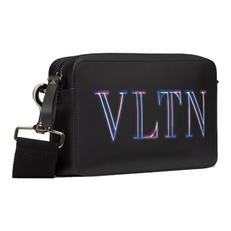 Valentino VLTN Leather Handbag Shoulder Bag Crossbody Bag Men's Black-1