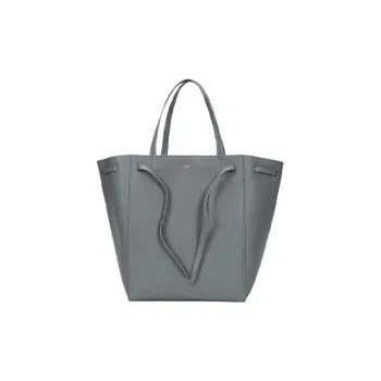CELINE Cabas Cow Leather Tote Shoulder Handbag Women's Gray